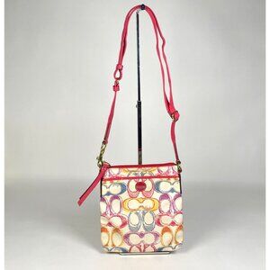 Coach Multicolor Signature Print Crossbody Bag Scribble Logo Adjustable Strap